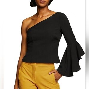 Eliza J One Shoulder Fitted Top with Bell Sleeve Size 6 - New With Tags